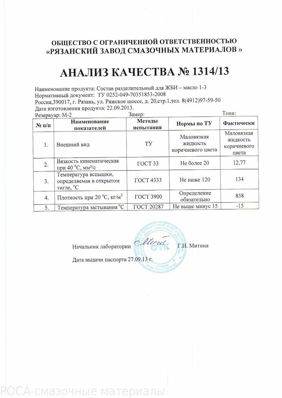 Образец паспорта качества на асфальтобетонную смесь